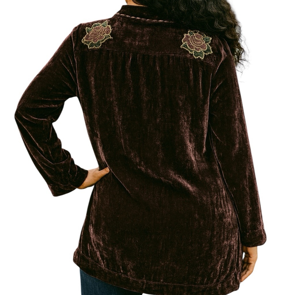 Double D Ranch Xiola heavily embroidered beaded Velvet Tunic NWOT - Picture 3 of 15